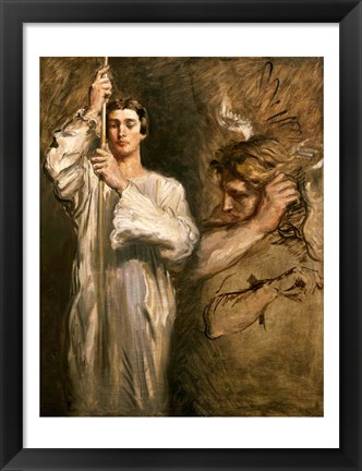 Framed Young Man Holding a Cross Print