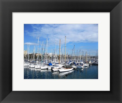 Framed Barcelona Harbour Print