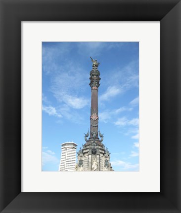 Framed Columbus Column Barcelona Print