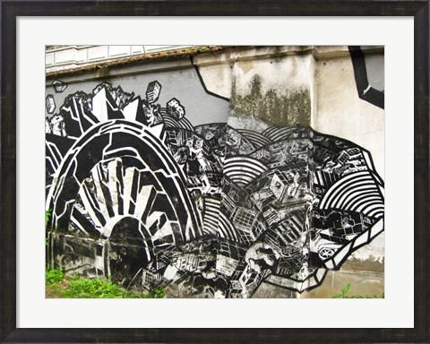 Framed Urban Graffitti on a building Print