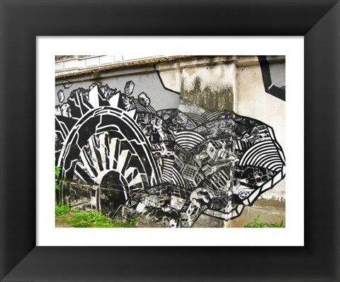 Framed Urban Graffitti on a building Print