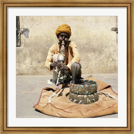 Framed Snake Charmer Jaipur India Print