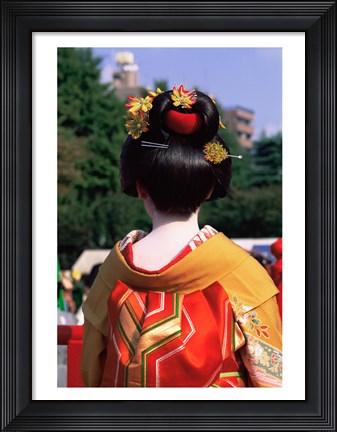 Framed Rear view of a geisha, Jidai Matsuri Festival, Tokyo, Japan Print