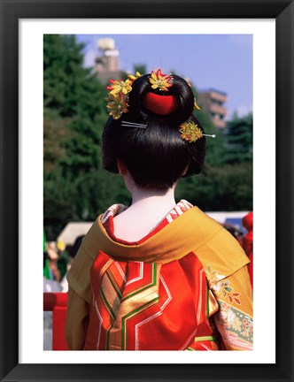 Framed Rear view of a geisha, Jidai Matsuri Festival, Tokyo, Japan Print