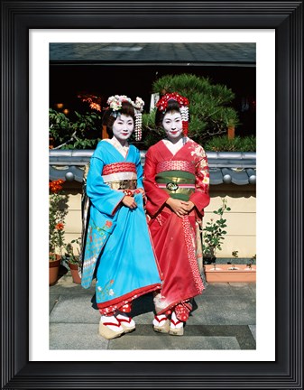 Framed Portrait of two geishas Print
