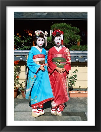 Framed Portrait of two geishas Print