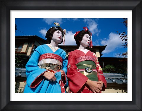 Framed Two geishas, Kyoto, Honshu, Japan Print