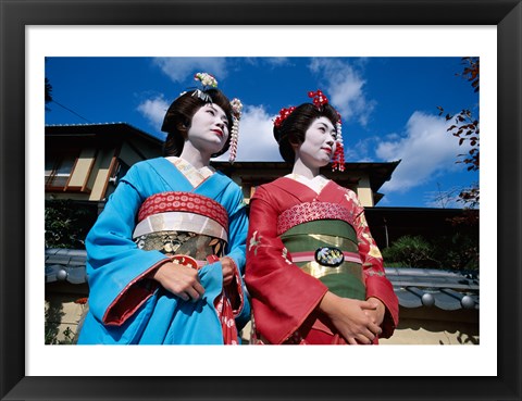 Framed Two geishas, Kyoto, Honshu, Japan Print