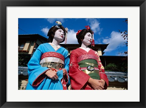 Framed Two geishas, Kyoto, Honshu, Japan Print