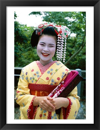 Framed Smiling Japense Geisha Print