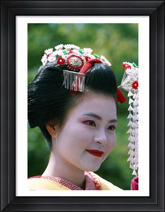 Framed Japanese Geisha Close Up Print