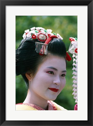 Framed Japanese Geisha Close Up Print