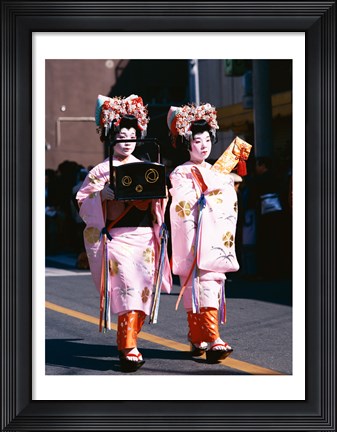 Framed Geishas in Honshu, Japan Print