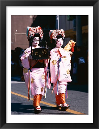 Framed Geishas in Honshu, Japan Print