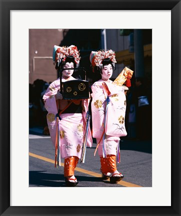 Framed Geishas in Honshu, Japan Print