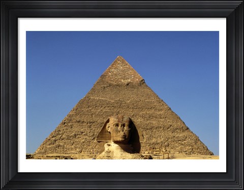 Framed Great Sphinx  Chephren Pyramid  Giza  Egypt Print