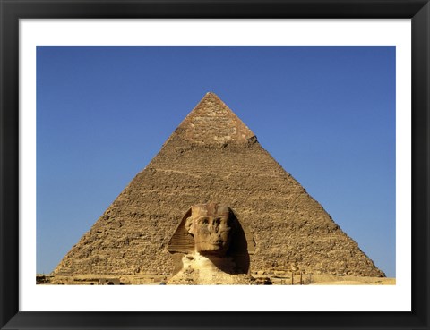 Framed Great Sphinx  Chephren Pyramid  Giza  Egypt Print