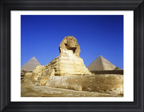 Framed Great Sphinx and pyramids, Giza, Egypt Print