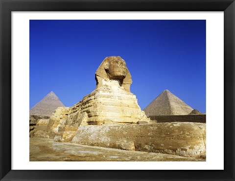 Framed Great Sphinx and pyramids, Giza, Egypt Print