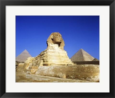 Framed Great Sphinx and pyramids, Giza, Egypt Print