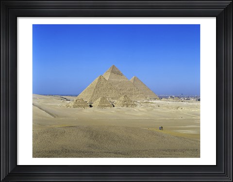 Framed Giza Pyramids, Giza, Egypt (far view) Print