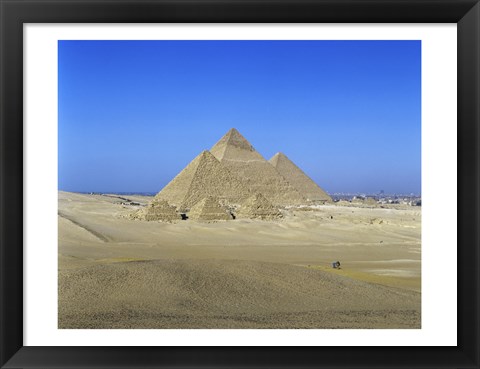 Framed Giza Pyramids, Giza, Egypt (far view) Print