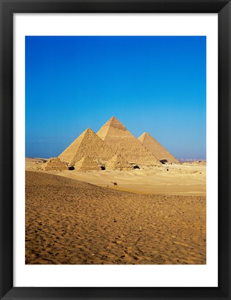 Framed Giza Pyramids, Giza, Egypt (far away) Print