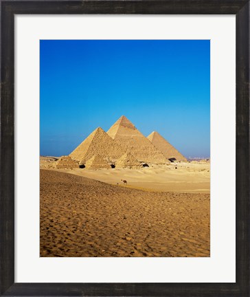 Framed Giza Pyramids, Giza, Egypt (far away) Print