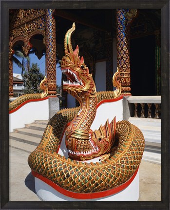 Framed Snake Statue, Naga Temple, Chiang Mai Province, Thailand Print
