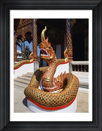 Framed Snake Statue, Naga Temple, Chiang Mai Province, Thailand Print