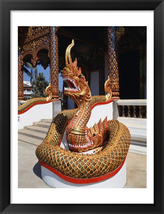 Framed Snake Statue, Naga Temple, Chiang Mai Province, Thailand Print