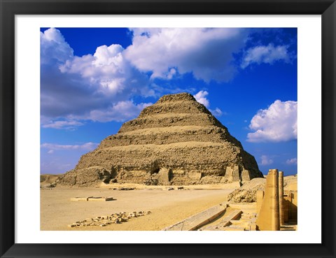 Framed Step Pyramid of Zoser, Saqqara, Egypt Print