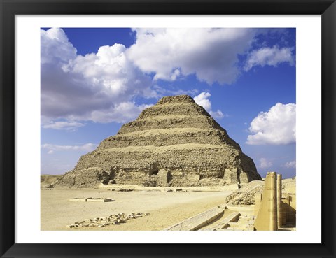 Framed Step Pyramid of Zoser, Saqqara, Egypt Print