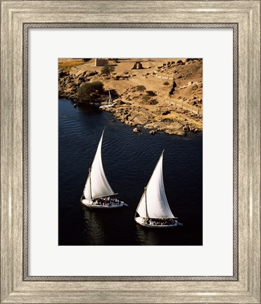 Framed Two sailboats, Nile River, Egypt Print