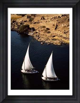 Framed Two sailboats, Nile River, Egypt Print