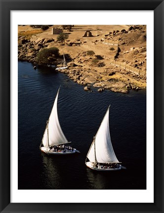 Framed Two sailboats, Nile River, Egypt Print