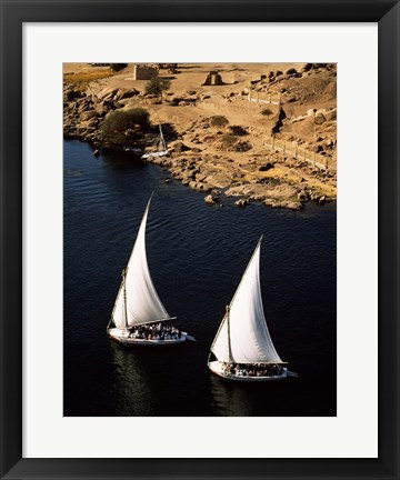 Framed Two sailboats, Nile River, Egypt Print