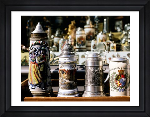 Framed Close-up of beer steins, Bavaria, Germany Print