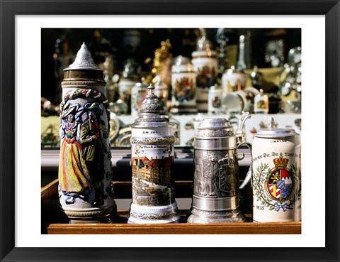 Framed Close-up of beer steins, Bavaria, Germany Print