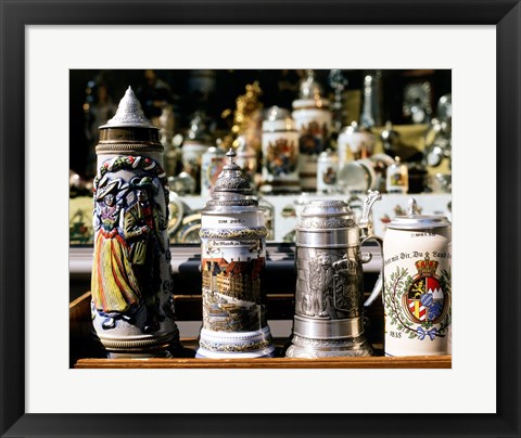 Framed Close-up of beer steins, Bavaria, Germany Print