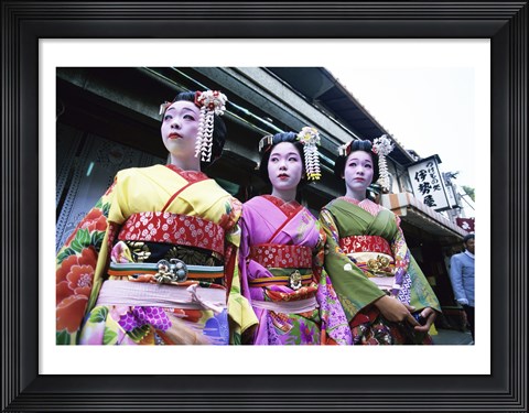 Framed Three geishas, Kyoto, Japan Print