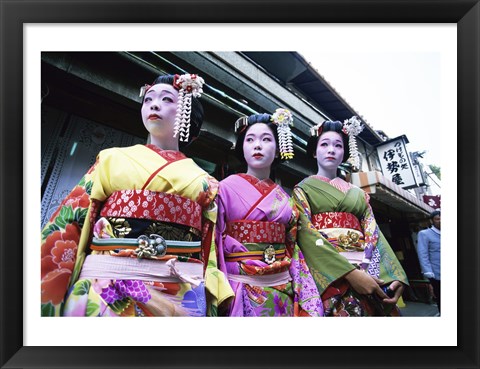 Framed Three geishas, Kyoto, Japan Print