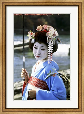 Framed Geisha looking sideways, Kyoto, Japan Print