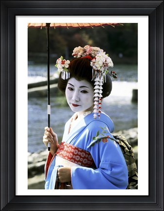 Framed Geisha looking sideways, Kyoto, Japan Print