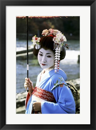 Framed Geisha looking sideways, Kyoto, Japan Print