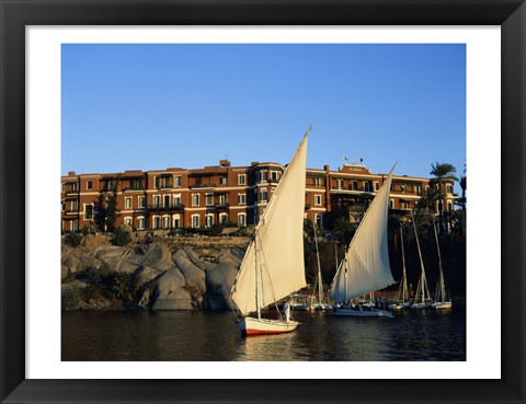 Framed Sailboats in a river, Old Cataract Hotel, Aswan, Egypt Print