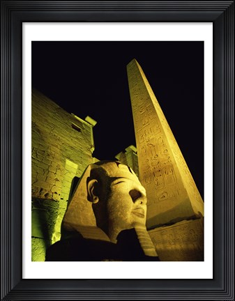 Framed Statue at night, Temple of Luxor, Luxor, Egypt Print