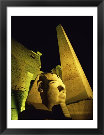 Framed Statue at night, Temple of Luxor, Luxor, Egypt Print