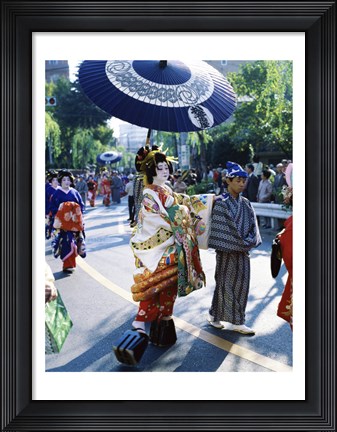 Framed Geisha Parade, Asakusa, Tokyo, Japan Print