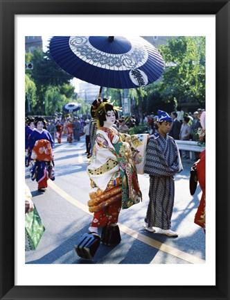 Framed Geisha Parade, Asakusa, Tokyo, Japan Print